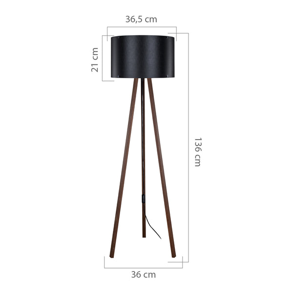 Lampadaire Keynes trépied hauteur 136 cm E27 [lux.pro]