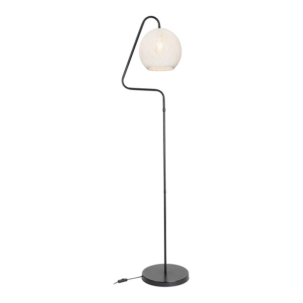 Lampada da Terra 'Littlehampton' Piantana con Paralume a Globo in Fili di Iuta e Stelo in Metallo - Vari Colori [lux.pro]