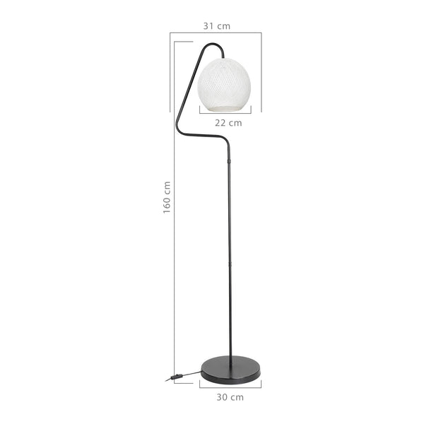 Lampada da Terra 'Littlehampton' Piantana con Paralume a Globo in Fili di Iuta e Stelo in Metallo - Vari Colori [lux.pro]