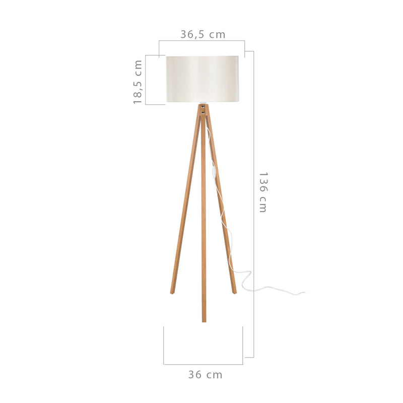 Croquis coté Lampadaire Rochester trépied hauteur 136 cm E27 [lux.pro]