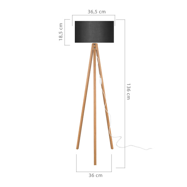 Lampadaire Rochester trépied hauteur 136 cm E27 [lux.pro]