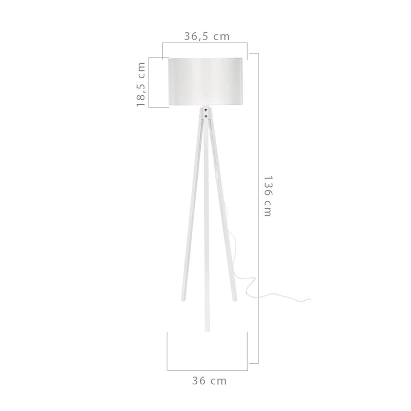 Croquis coté Lampadaire Rochester trépied hauteur 136 cm E27 [lux.pro]