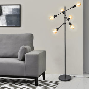 Lampada da Terra 'Craigavon' con 6 Fonti di Luce Regolabili - Piantana in Metallo - Nero [lux.pro] 