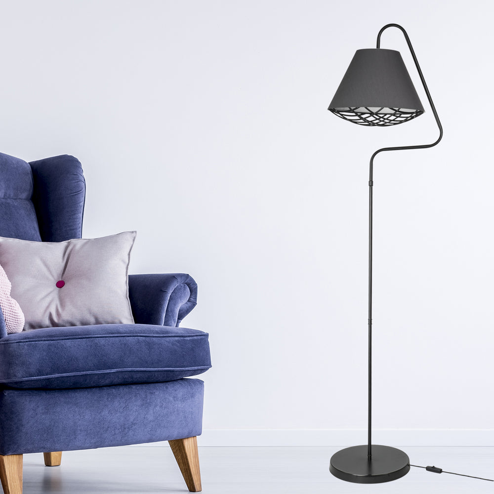Lampada da terra Gateshead E27 metallo tessuto nero / grigio [lux.pro] - premiumXL