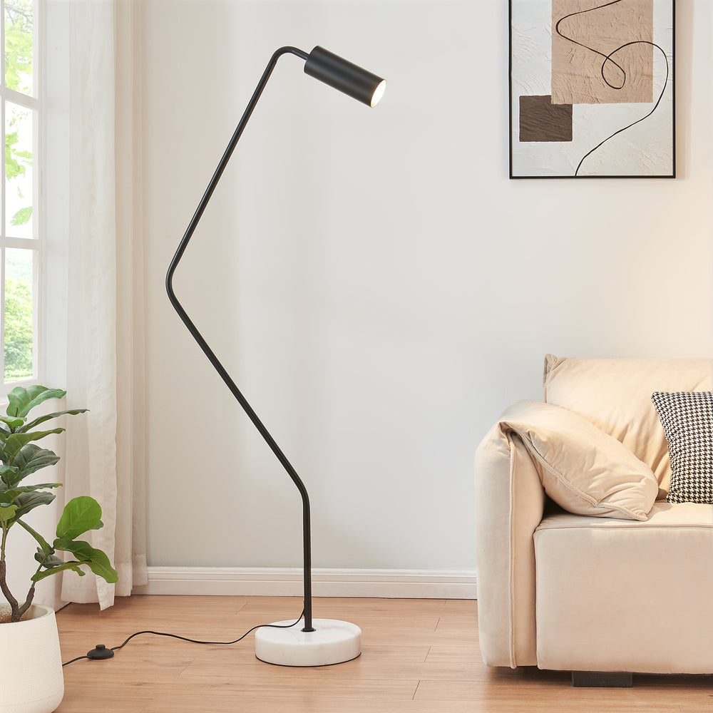 Lampadaire Vatka GU10 métal noir / marbre, blanc [lux.pro] - premiumXL