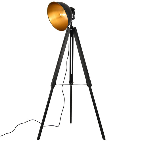 Lampada da Terra in Metallo Nero - Altezza 135 cm - Piantana Tripode in Stile Industriale Lampada a Treppiede con Paralume Girevole Illuminazione Faro - lux.pro