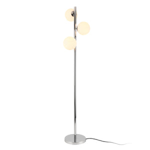 [lux.pro] Lampadaire Métal Verre Douille 3 x E14 154 cm Chrome Blanc 