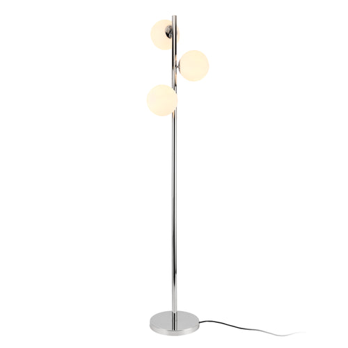 [lux.pro] Lampadaire Métal Verre Douille 3 x E14 154 cm Chrome Blanc 