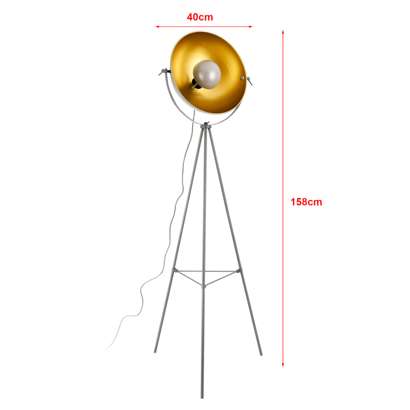Croquis coté Lampadaire Trépied Angers E27 Métal Hauteur 158 cm Laiton [lux.pro]
