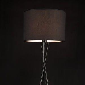 Lampadaire Trépied Grenoble E27 Métal Tissu Hauteur 154 cm lux.pro
