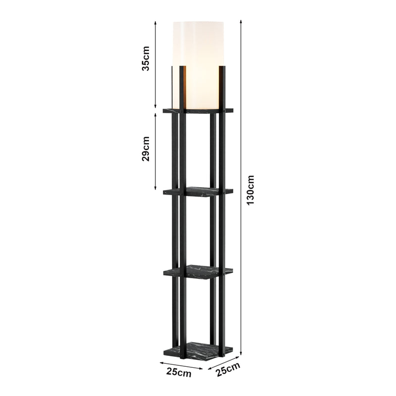 Maßskizze Stehlampe Stourbridge mit Ablagen [lux.pro]