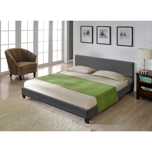 Lit moderne en tissu, cadre de lit gris foncé CORIUM - premiumXL