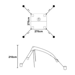 Telo Parasole a Vela Bernheze con 2 Pali pro.tec 