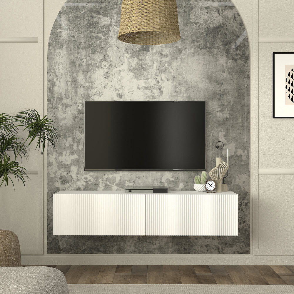 Mobile Porta TV da Parete Verpsboga con 2 Ante Decorative 135 x 32 x 30 cm - Vari Colori [en.casa]
