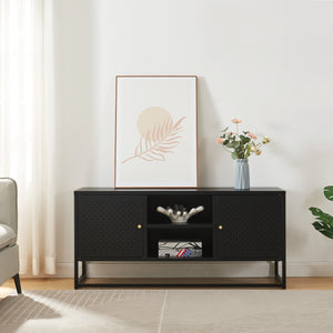 Meuble TV Janakkala acier noir [en.casa]
