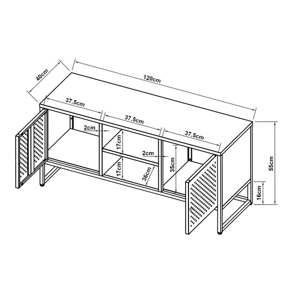 Meuble TV Janakkala acier noir [en.casa]