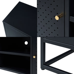 Meuble TV Janakkala acier noir [en.casa]