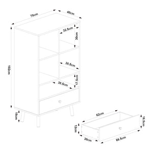 Libreria Reyljand Scaffale con Cassetto 120x70x40 cm - Vari Colori [en.casa]
