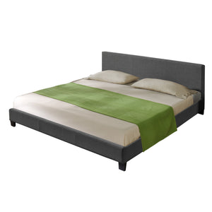 Lit Double Rembourré Design Sommier à Lattes Polyester Gris Foncé Corium