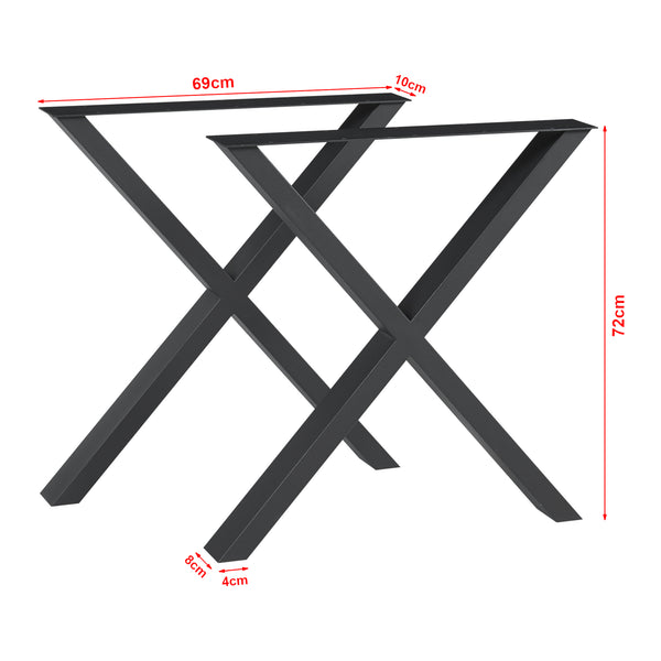 Set Greith di 2 Gambe a X per Mobili Fai da Te in Acciaio - Nero [en.casa]