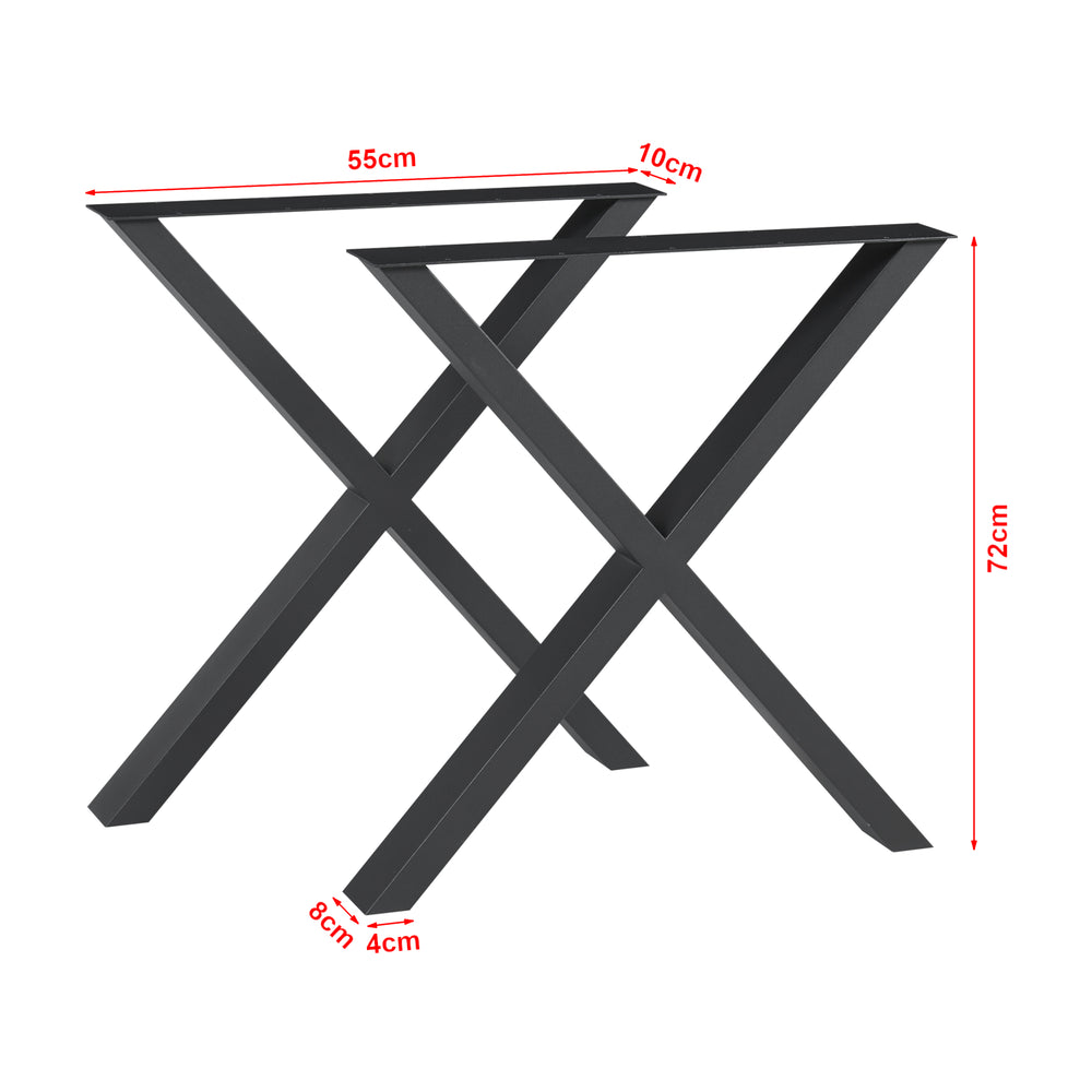 Lot de 2 pieds de table Maribo acier noir [en.casa]