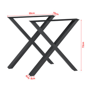Lot de 2 pieds de table Maribo acier noir [en.casa]