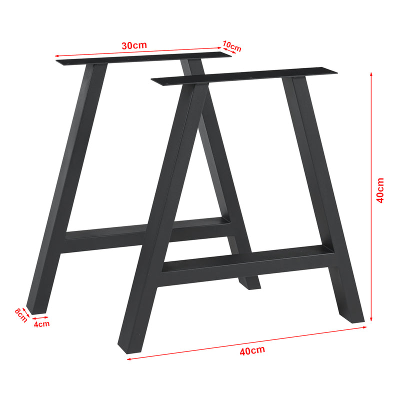 Croquis coté Lot de 2 pieds de table Eschau acier noir [en.casa]