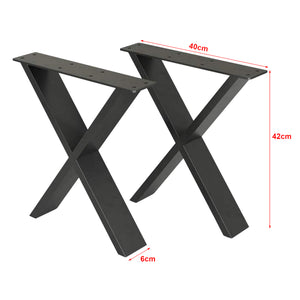 Set de 2 pieds de table Maribo forme X en acier [en.casa]