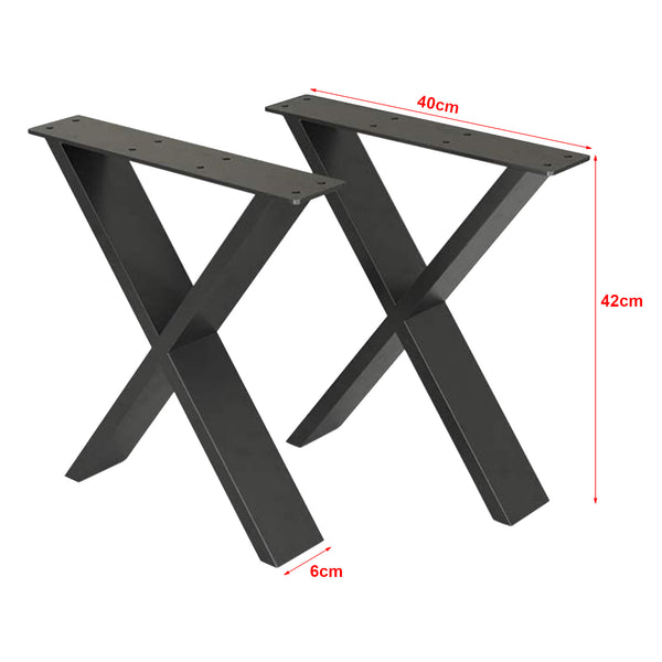 Set de 2 pieds de table Maribo forme X en acier [en.casa]