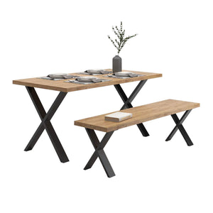 Set de 2 pieds de table Maribo forme X en acier [en.casa]