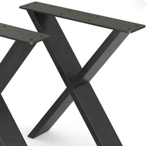 Set de 2 pieds de table Maribo forme X en acier [en.casa]