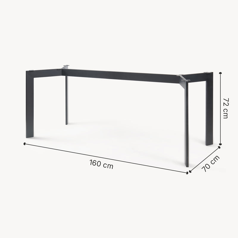 Croquis coté Piétement de table Verg acier laqué noir [en.casa]