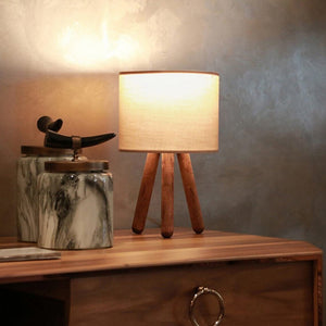 Lampe de table Preston bois 1xE27 couleur sable [lux.pro] - premiumXL