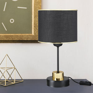 Lampe de bureau Gravesend en métal PVC textile 38 cm E27 noir / laiton [lux.pro]
