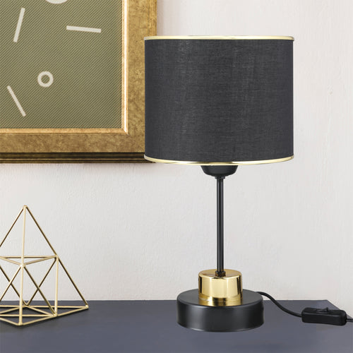 Lampe de bureau Gravesend en métal PVC textile 38 cm E27 noir / laiton [lux.pro]