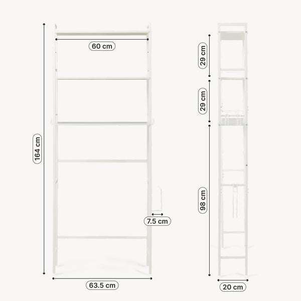Scaffale Sopra WC Ljukhobro a 3 Ripiani Mensola da Bagno 164 x 64 x 20 cm [en.casa]