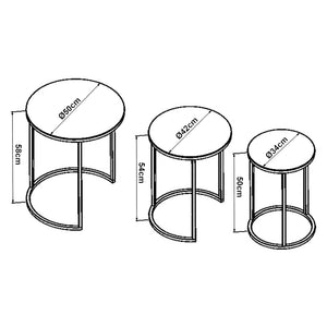 Set di 3 Tavolini Bassi 'Kyyjärvi' Sovrapponibili con Piano Tondo in Vetro [en.casa]