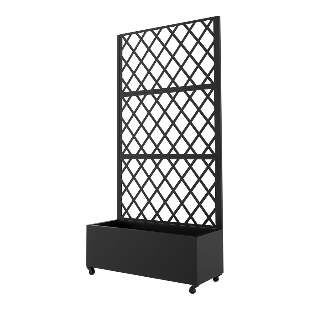 Trennwand Malja mit Blumenkasten Stahl 190x82x38 cm Schwarz [casa.pro]