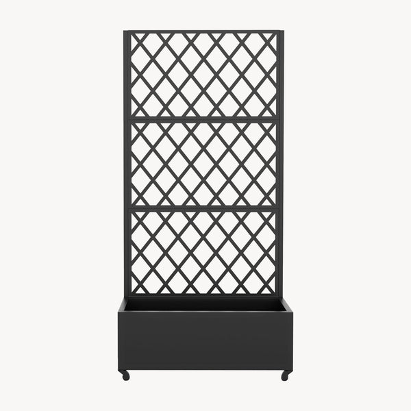 Trennwand Malja mit Blumenkasten Stahl 190x82x38 cm Schwarz [casa.pro]