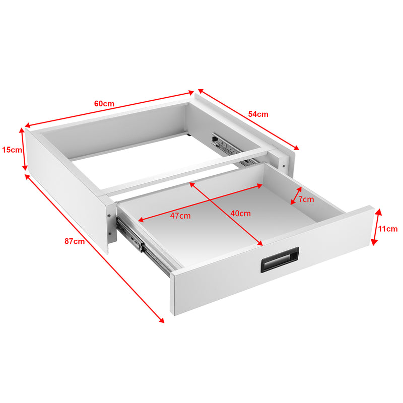 Croquis coté Kit de Superposition pour Lave-Linge Sèche-Linge Standard 60 cm Capacité 100 kg Blanc [en.casa]