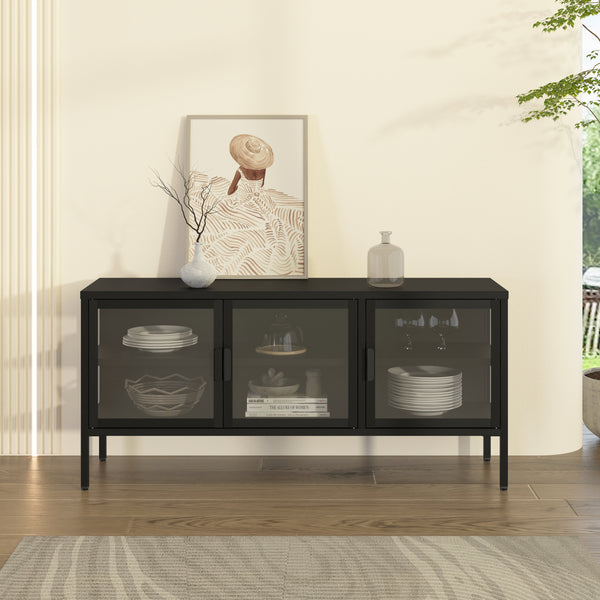 Armadietto con Vetrina Borshavisa Credenza con Ante in Vetro [en.casa] 