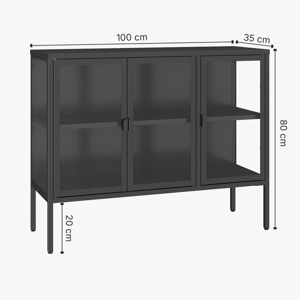 Armadietto con Vetrina Borshavisa Credenza con Ante in Vetro [en.casa] 