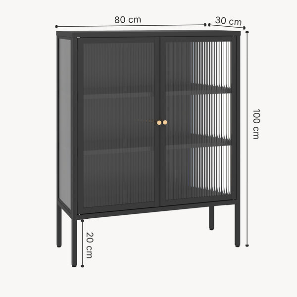 Credenza Vinterhavn in Acciaio con Ante in Vetro Scanalato [en.casa] 