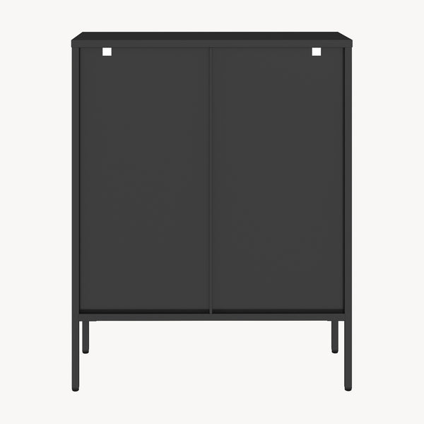 Credenza Vinterhavn in Acciaio con Ante in Vetro Scanalato [en.casa] 