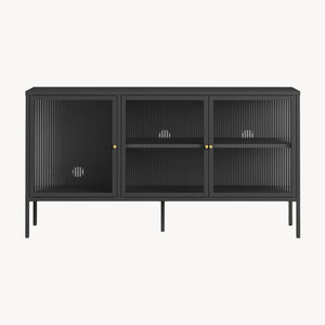 Credenza Vinterhavn in Acciaio con Ante in Vetro Scanalato [en.casa] 