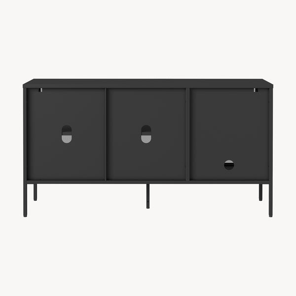 Credenza Vinterhavn in Acciaio con Ante in Vetro Scanalato [en.casa] 