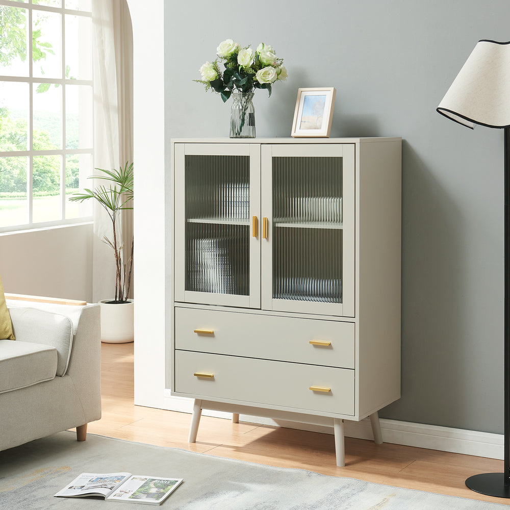 Credenza Susa con Vetrina e 2 Cassetti [en.casa]