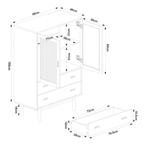 Credenza Susa con Vetrina e 2 Cassetti [en.casa]