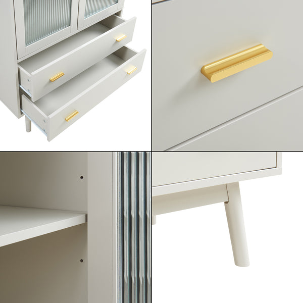 Credenza Susa con Vetrina e 2 Cassetti [en.casa]
