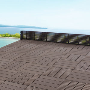 Set di 11 Piastrelle in WPC 'Schramberg' per Pavimentazione da Esterno con Sistema a Incastro, Copertura cca.1m² - Vari Colori [en.casa]